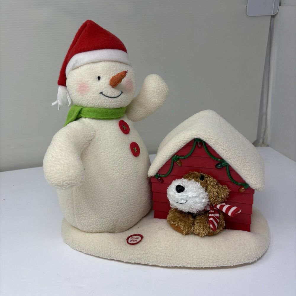 Hallmark Jingle Pals Deck the Halls Duo Snowman & Dog House 2011 WORKS